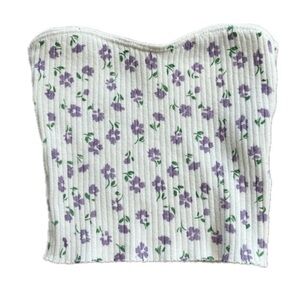 Floral Strapless Cropped Top Size Small